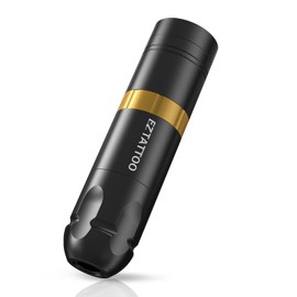 EZ Wireless Tattoo Machine - Tattoo Pen Machine with 1500mAh Battery Power Supply Rotary Tattoo Gun for Tattoo Beginners and Artists (Caster S Golden)