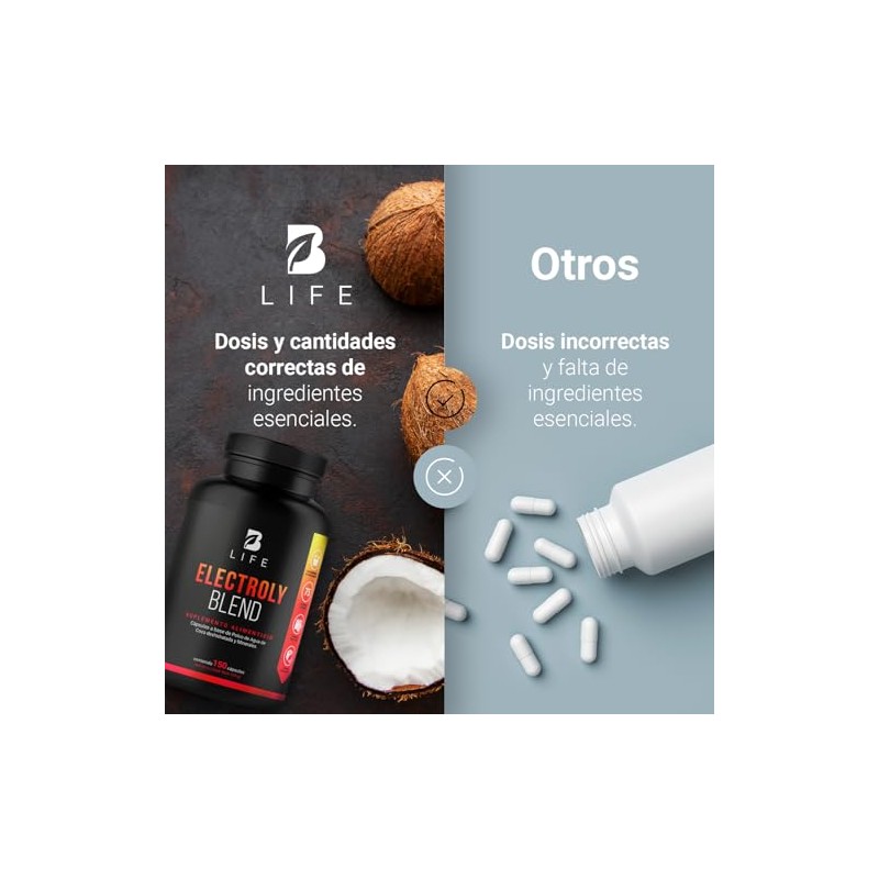 Life Electrolitos Cápsula Polvo Agua Coco Calcio Fósforo Potasio Magnesio