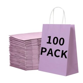 BAG BOX Paper Bags (Purple, 5.9 * 3.2 * 8.3 Inch (Pack of 100))