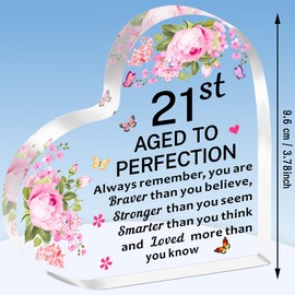 TTOVEN 21st Birthday Gifts For Women Gifts For 21st Women Birthday Gifts For Women 21st Birthday Plaque 21st Heart Acrylic Plaque Gifts