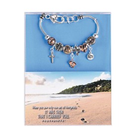 Dicksons Footprints Walk By Faith 7 + 1 Inch Extension Silver, Gold and Rose Gold Plated Stainless Steel Women's Stretch Bracelet, 7 + 1 Inch Extension, Plated Stainless Steel, no gemstone