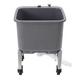 CUBELLIN Floor Mop Sink Plastic Utility Sink with One-Touch Drain and Locking Wheels Freestanding Mop Sink Basin for Commercial and Home Use