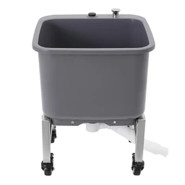 CUBELLIN Floor Mop Sink Plastic Utility Sink with One-Touch Drain and Locking Wheels Freestanding Mop Sink Basin for Commercial and Home Use