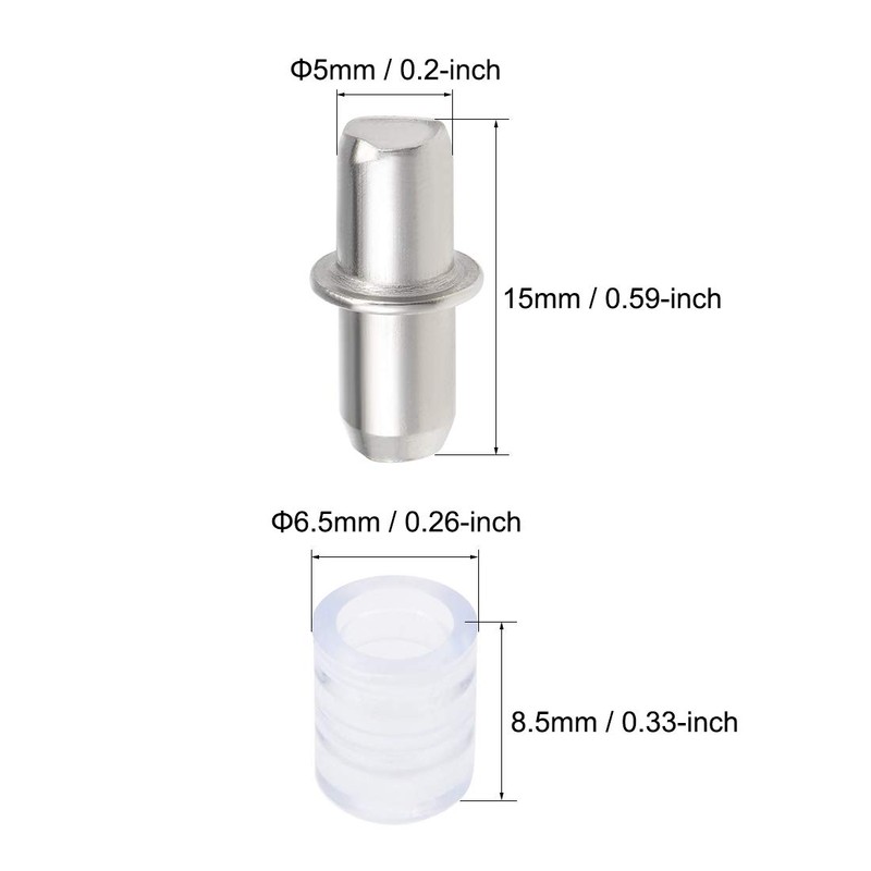 uxcell Shelf Bracket Peg 5x15mm Nickel Plated Holder Support Pins