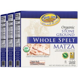 Shibolim Organic Whole Spelt Matzo, 10.5oz (3 Pack) | Unsalted Whole Grain Crisp Spelt Matzah Crackers | Two Stay Fresh Packs Per Box to Mantain Freshness | Certified Kosher