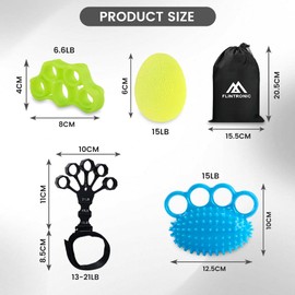 flintronic Grip Strength Trainer, Forearm Strengthener 5-Piece Kit, Hand Exercise Balls, Finger Therapy Squeeze Balls, Hand Grip Strengthener