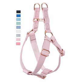 Soft Leather No Pull Dog Harness - Adjustable Step in Dog Harness with Rose Gold Heavy Duty Metal Buckle, Freedom Nylon Dog Halter Vests for Small Medium Large Dogs Easy Walking Training (Pink,S)