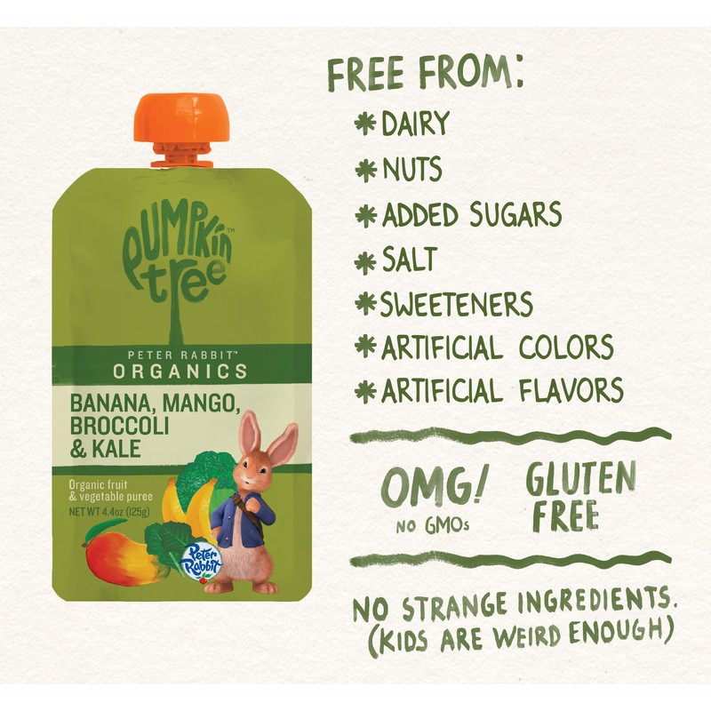 Pumpkin Tree Peter Rabbit Organics, Banana, Mango, and Kale, 4