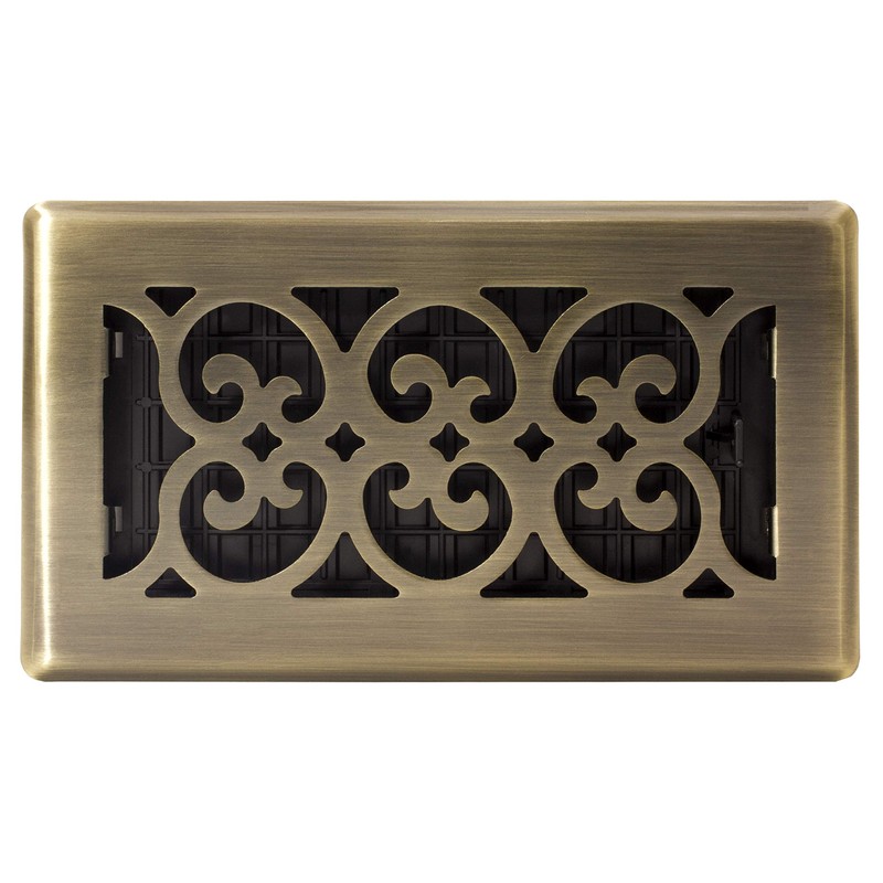 Decor Grates SPH408-A Scroll Design Floor Register, 4x8 Inches, Antique