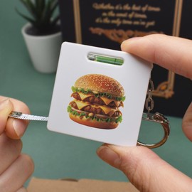 'Double Cheeseburger' Keyring Tape Measure/Spirit Level Tool (KM00041684)
