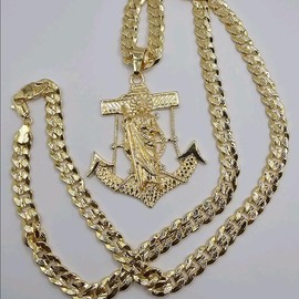 SAINT JUDE beautiful anchor with Cuban link style new 24"inches fancy design