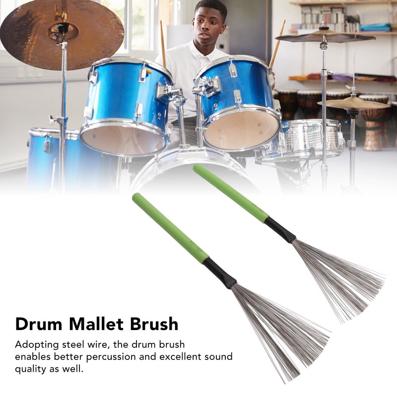 Drum Brush Steel Wire Maple Wooden Handle Percussion Tool Instrument