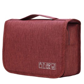 Trawila Large Capacity Travel Hanging Toiletry Bag Cosmetic Bag Makeup Organizers for Men & Women with Sturdy Hook (Red)