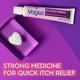 Vagisil Maximum Strength Feminine Anti-Itch Cream with Benzocaine for Women, Helps Relieve Yeast Infection Irritation, Gynecologist Tested, Fast-acting, Soothes and Cools Skin, 1 oz (Pack of 4)