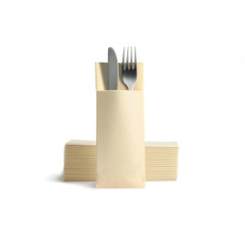 Airlaid Cutlery Napkins, Cutlery Pockets with Napkin 32 cm x 40 cm, Cutlery Bag Wedding, Pack of 50, Cream