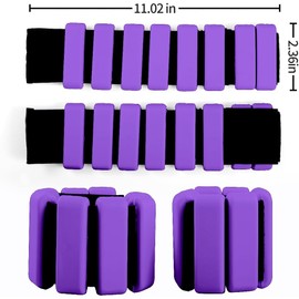 Para muñecas y tobillos, Polainas de Silicona Antideslizantes Ajustables para Tobillo y Muñeca, Pesas de Silicon para Pilates, Correr, Natación, Gimnasio.Tobillera y muñequera. (1libra.2 piedras. morado)