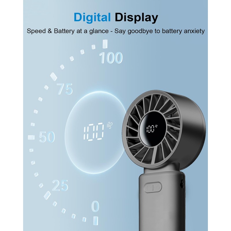 SOTHING Handheld Fan, 3-in-1 Design, with 1-100 Stepless Speeds, 19hrs