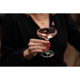 GLASSIQUE CADEAU French Small Vintage Champagne Coupe Glasses | Set of 4 | 6 oz Crystal Classic Cocktail Glassware - Martini, Sidecar, Daiquiri | Retro Saucers for Bar Drinks