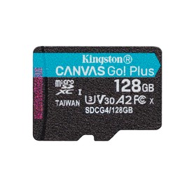 Kingston Canvas Go Plus microSDXC Memory Card Gen4 200MB/s A2 U3 V30 128GB Single Pack w/o ADP Card only-SDCG4/128GBSP
