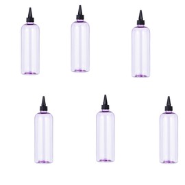 Yebeauty Hair Color Bottle, Clear Purple 6 Pack Hair Color Applicator Bottle 500ml/ 16.9 Ounce Hair Dye Bottle Applicator with Twist-On Top Tip Cap