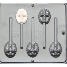 Candy Molds N More Cross on Oval Lollipop Chocolate Candy Mold Religious 405