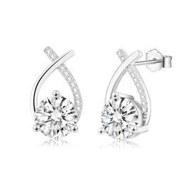 Women's Earrings Silver Stud Earrings Gold for Women Girls 925 Silver Earrings with 5A Zirconia, Silver