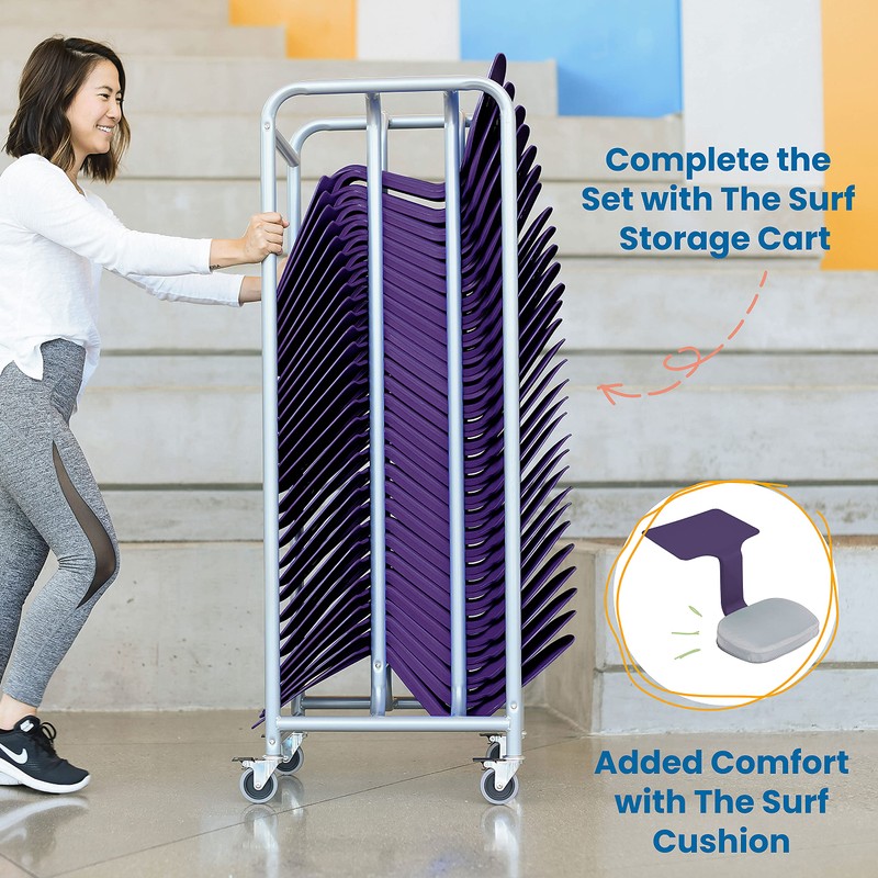 ECR4Kids The Surf Portable Lap Desk, Flexible Seating, Eggplant