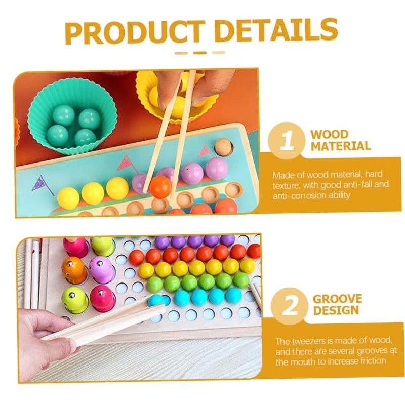 Outanaya 5Pcs Wooden Tweezers for Fine Motor Skill Development Tool