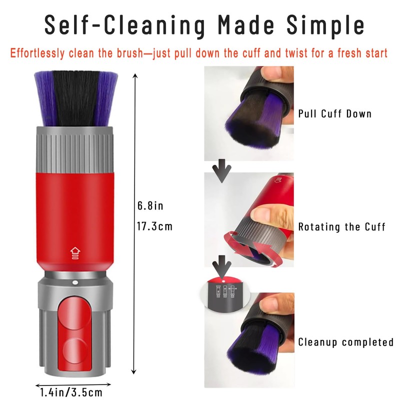 Scratch-free Dusting Brush & 63”Flexible Extension Hose Attachments for Dyson