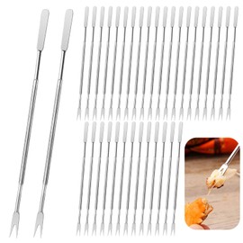 Worldity 50 Pcs Stainless Steel Seafood Forks, 6.3 Inch Crab Tools for Eating, Quick Lobster Cracker Tool, Crab Leg Picks Fork for Restaurant, Birthday Wedding Party