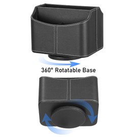 Esilihom Remote Control Holder, TV Remote Holder, PU Leather | 360 Degree Rotatable | 5 Compartments, Black