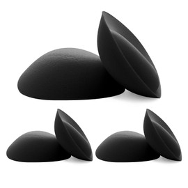 FOOT OF THE TREE Super Thick Bra Pads 3 Pairs Removable Breast Enhancers Push Up Bra Cups, Black, 6 cm