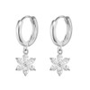 CZ Flower Charm Small Hoop Dangle Drop Earrings for Women