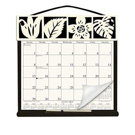 Wooden Refillable Calendar Holder Filled with a 2026 Calendar and Includes an Order Form Page for 2027-Black & Ivory Squares