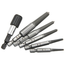 6-Piece Reverse Tap Screw Extractor Set for Removing Broken Bolts and Screws, High Hardness, with Rear Remover, Fine Thread