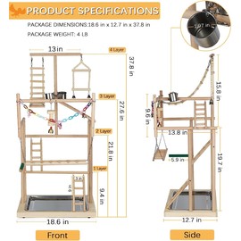 Ibnotuiy Pet Parrot Playstand Parrots Bird Playground Bird Play Stand Wood Perch Gym Play