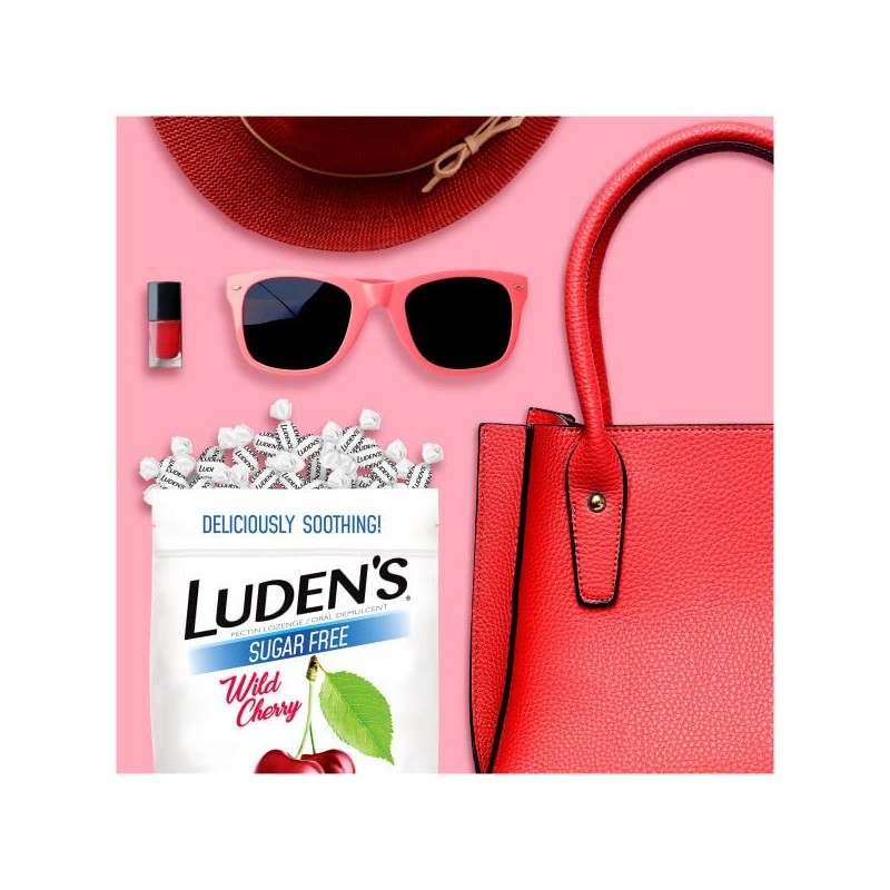 Luden's Sugar Free Wild Cherry Throat Drops, Sore Throat Relief,