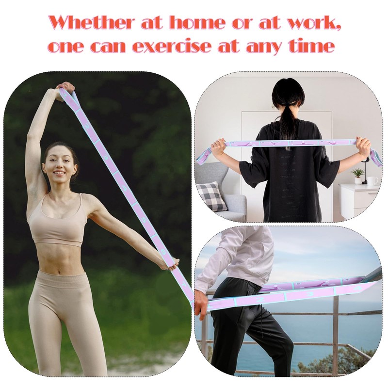FNANJWQ Elastic Yoga Stretching Strap with Loops, Adjustable Stretch Strap