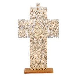 Lady Guadalupe Religious, Maria Guadalupe, Holy Virgin Mary Virgin of Guadalupe, Wood Carving Stand Or Wall Decoration Cross Centerpieces - 12 PCS (Natural)