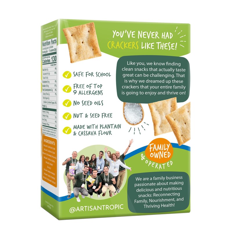 Artisan Tropic Sea Salt Crackers, Gluten Free, Grain Free, 4.25