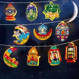 ZKFSIE Ramadan String Lights Ramadan Decorations, Eid Mubarak Decorations Eid String Lights, Star Fairy String Lights for Eid Festival Christmas Home Outdoor Garden Decorations(Colored)