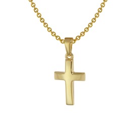 trendor Cross Pendant for Children Gold 333 + Necklace Silver Gold-Plated Children's Jewellery, Cross Pendant Made of Real Gold for Girls and Boys, Gift Idea, 75692, Gold, No Gemstone