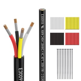 Matugajp 18awg 4 Wire Cable 18/4 Electrical Wire 4 Core Extension Cable 100 feet UL2464 DC 5V/12V/24V/300V 18 Gauge Oxygen Free Stranded Tinned Copper Wire