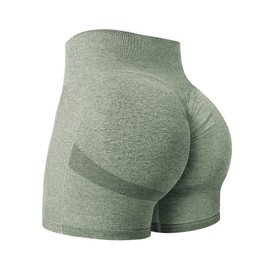 Yiifit Women's Seamless Scrunch Smile Contour Shorts, for Yoga, Running, Sports, Active Exercise, Fitness, #2 Khaki