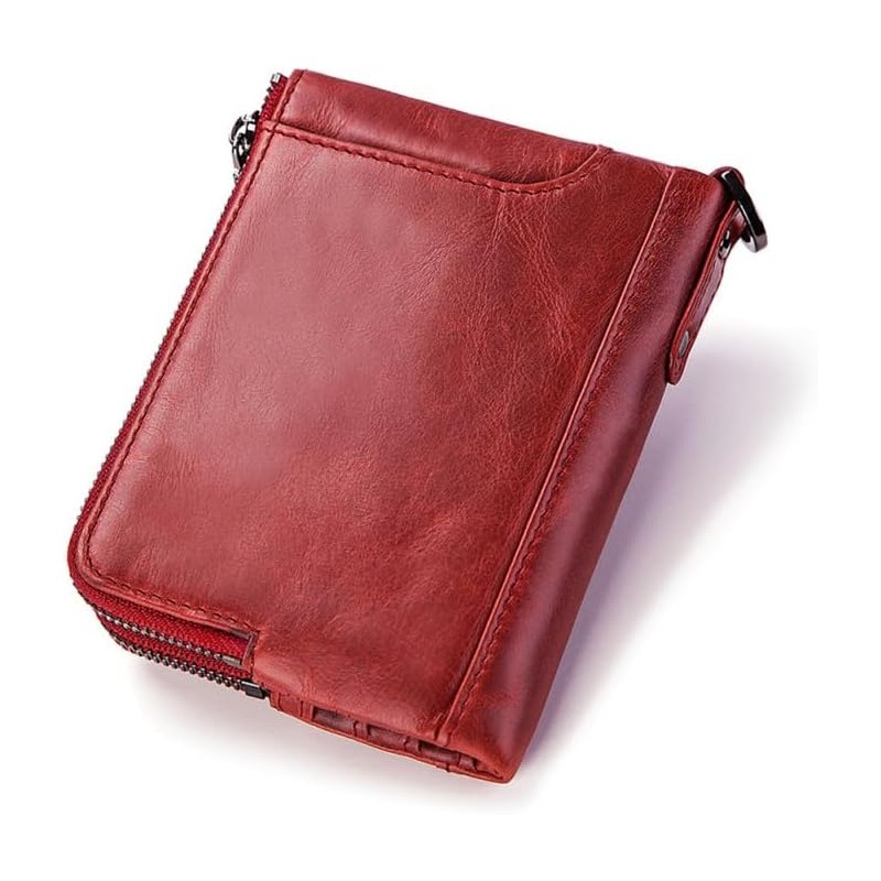 Lurrose Cartera Para Hombre De Piel Roja Protección Rfid Monedero
