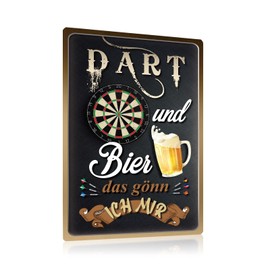 ZDFDC Set of 5 Tin Signs Retro Dart 180 Funny Saying 20 x 30 cm - Das Gönn Ich Mir - Metal Sign Wall Decoration for the Bar Pubs Party Room - Dart Accessories Gift for Men Dart Players (Set A)