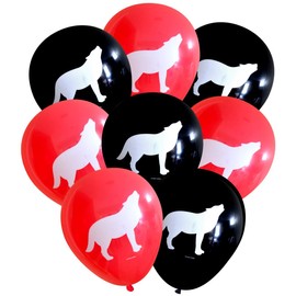 Wolf Latex Balloons (16 pcs) by Nerdy Words (Red & Black)
