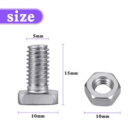 50 Pcs Nuts and 50 Pcs Bolts, XCOZU Greenhouse Bolts and Nuts Sets, Glasshouse Aluminium Nuts & Bolts Square Head Greenhouse Accessories Parts