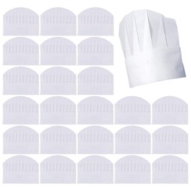 Aulufft Kids Chef Hats 50 Pack Disposable 8 Inch Paper Chef Hats, White Chef Toques Kitchen Cooking Chef Caps for Kids Home Kitchen, Baking and Party Favors