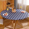 Round Vinyl Fitted Tablecloth with Flannel Backing Elastic Edge Design